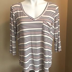 Maurice’s Striped V Neck Half Sleeves Shirt